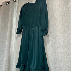 DownEast Dark Green Long Sleeve Dress